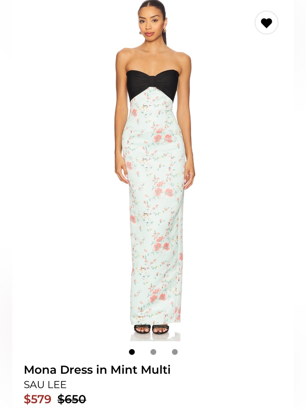 Sau Lee Mona Strapless Maxi Dress in Mint Multi